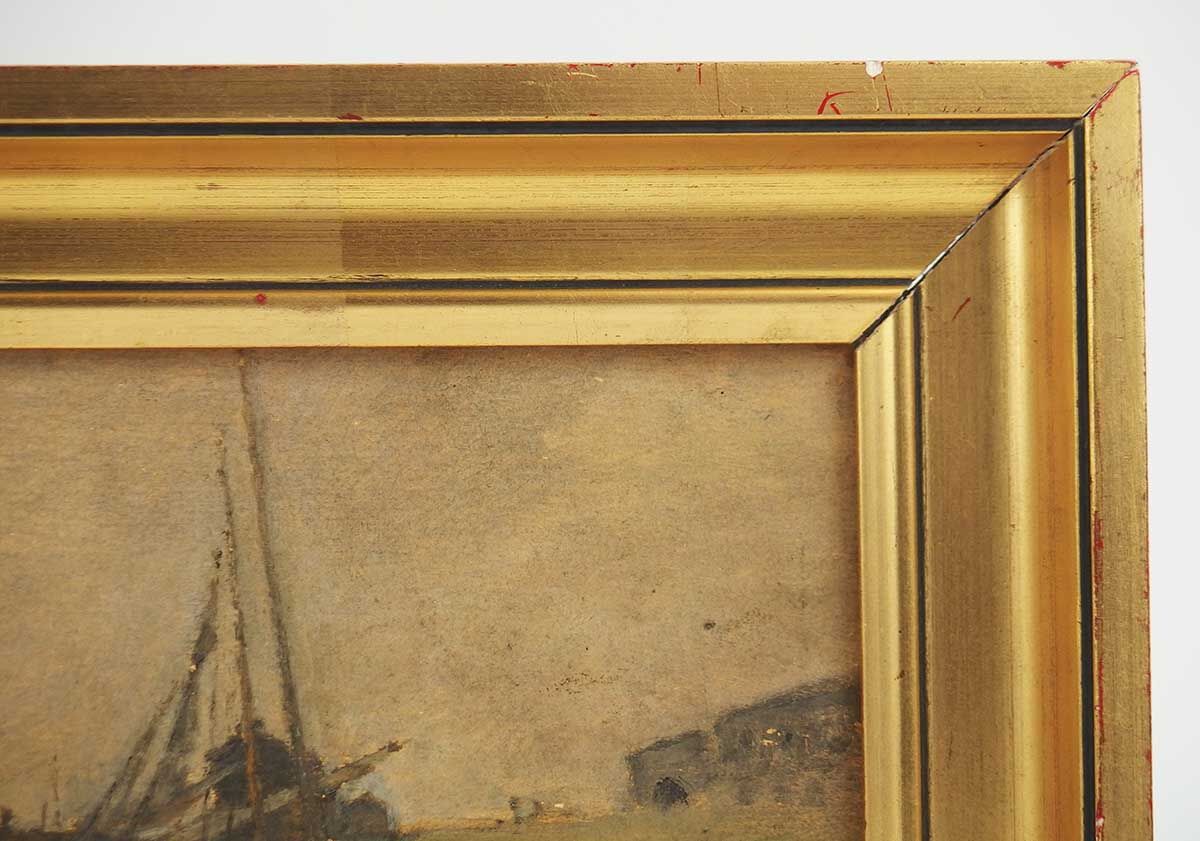 Painting depicting a maritime landscape