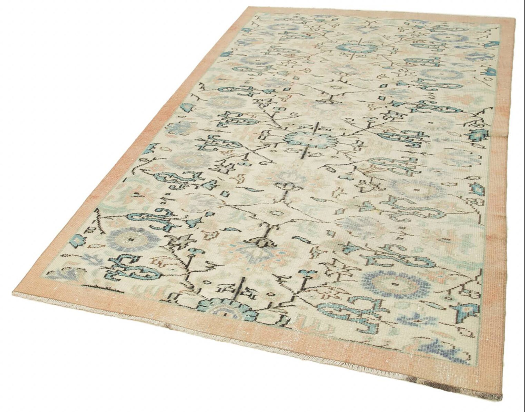 One of a kind hand knotted Turkish beige rug 153 cm x 262 cm