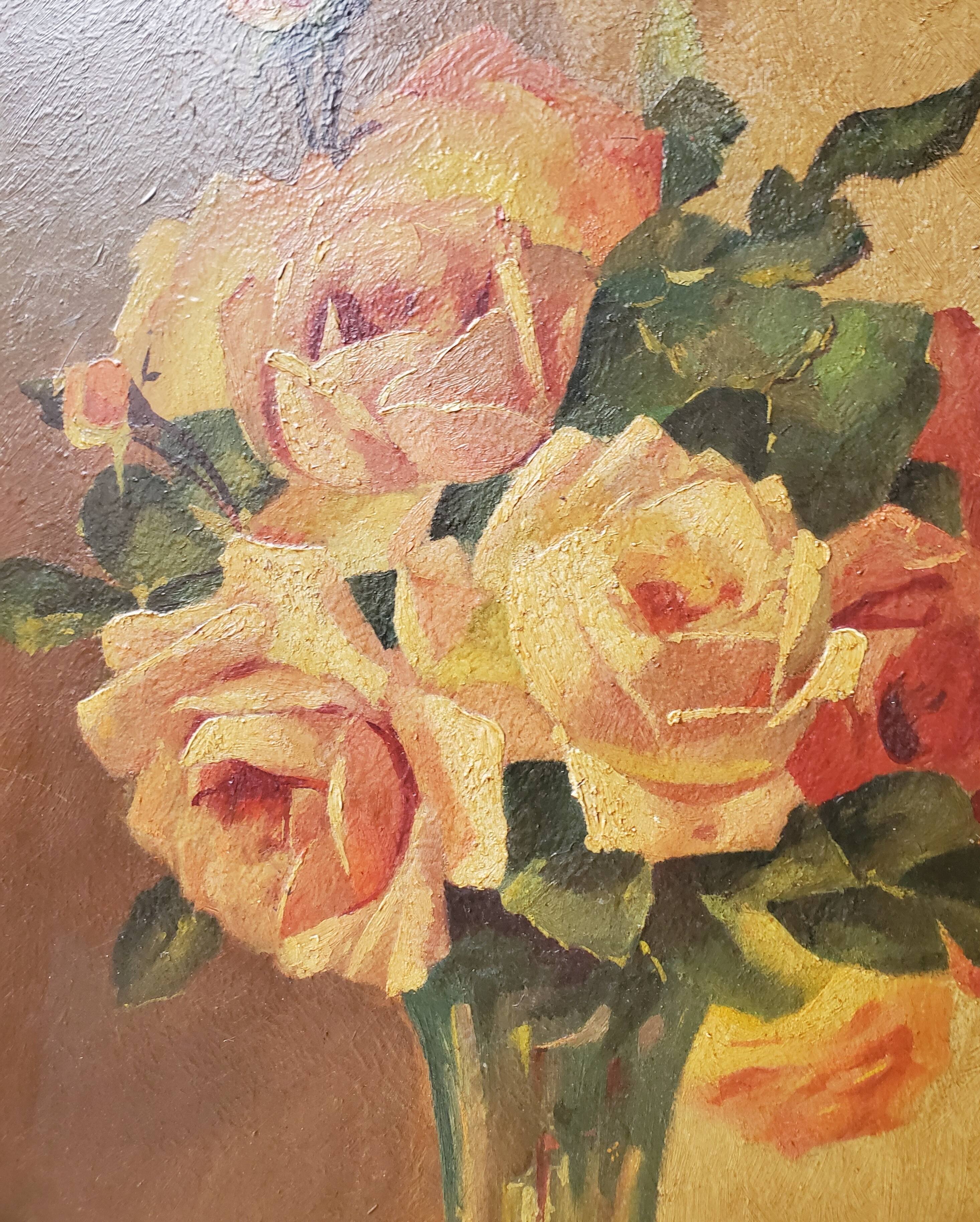 Wood painting duo: roses