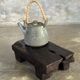 Small stool, black solid teak accent stool wabi-sabi L30 W8.5 H6.