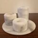 Set of 3 vintage candlesticks in white marble
