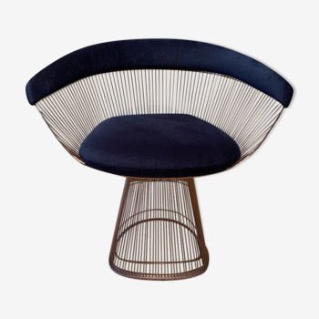 Warren Platner armchair for Knoll in blue velvet