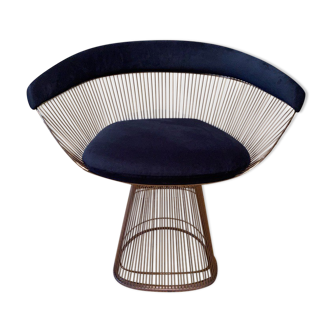 Warren Platner armchair for Knoll in blue velvet