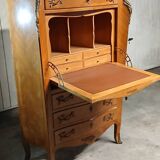 Rosewood secretary desk with flowers - marble top