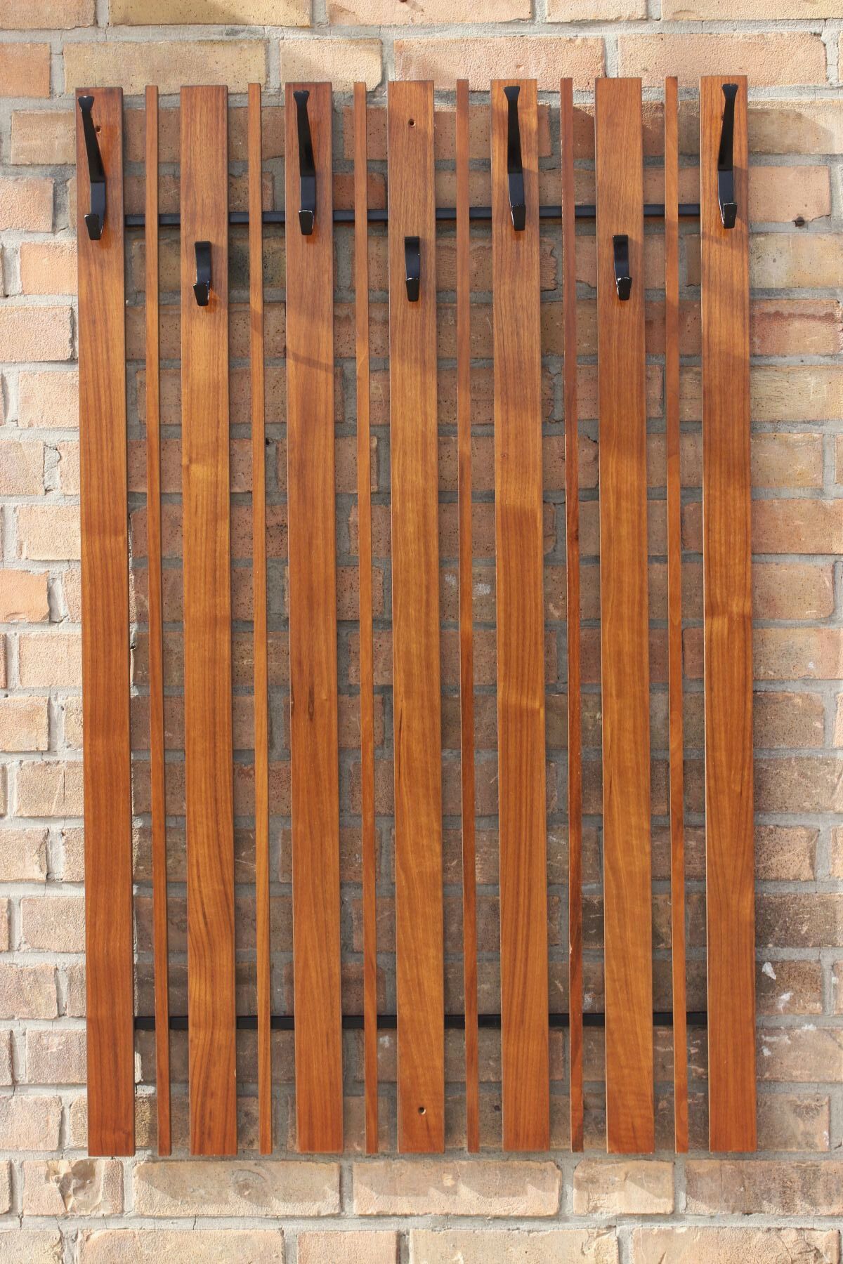 Vintage wall dressing coat hanger in Teck and Steel, Denmark, 1950s
