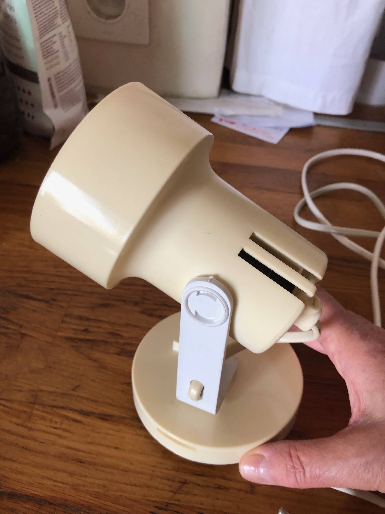Vintage spotlight, off-white, ABS plastic, 70s