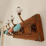 Porte-manteau mural 8 patères – style vintage – bois teinté & métal
