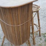 Sixties rattan bar and stool.