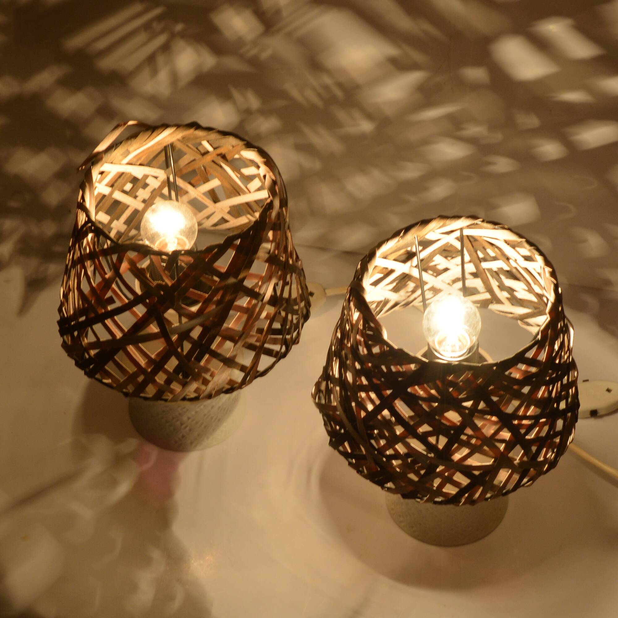 A pair of bedside lamps, porcelain base, Unterweisbach, Germany, 1970s.