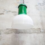 Lampadario industriale in metallo e plexiglass, anni '70