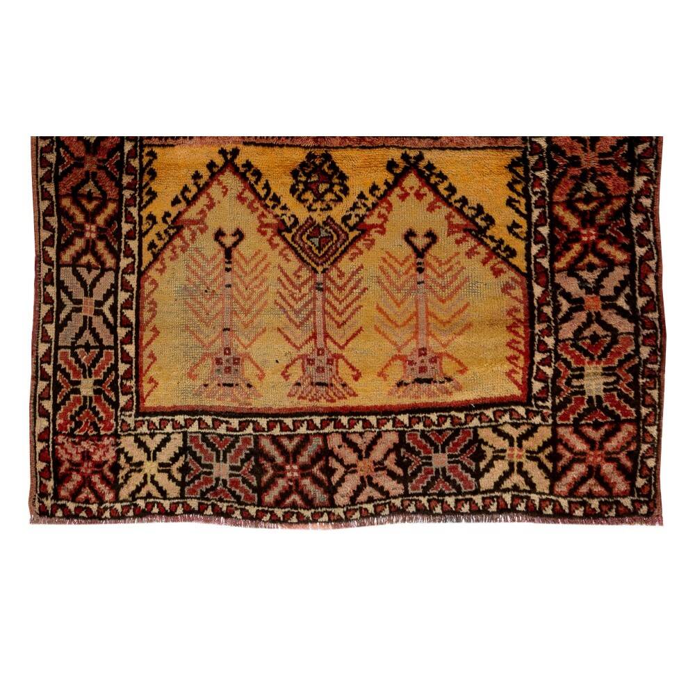Vintage Hand-Knotted Turkish Wool Rug, 100% Natural Wool