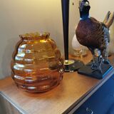 Vase ball vintage amber glass