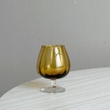 4 tulip glasses in amber glass