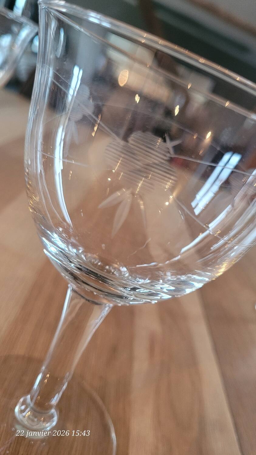 4 antique engraved glass goblets