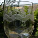 Set of 3 antique water glasses in engraved glass.