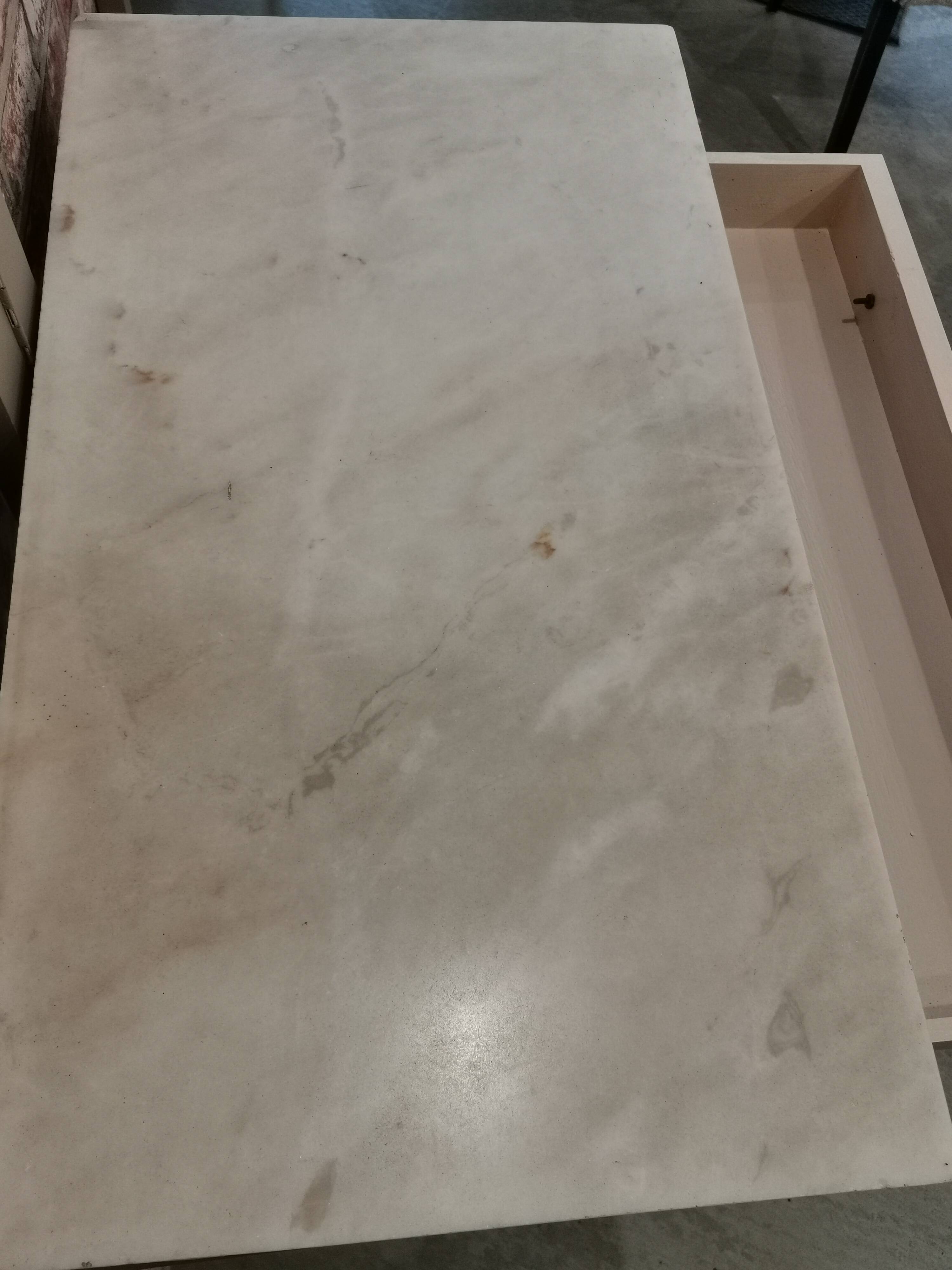 Dressing table with white marble top + chair