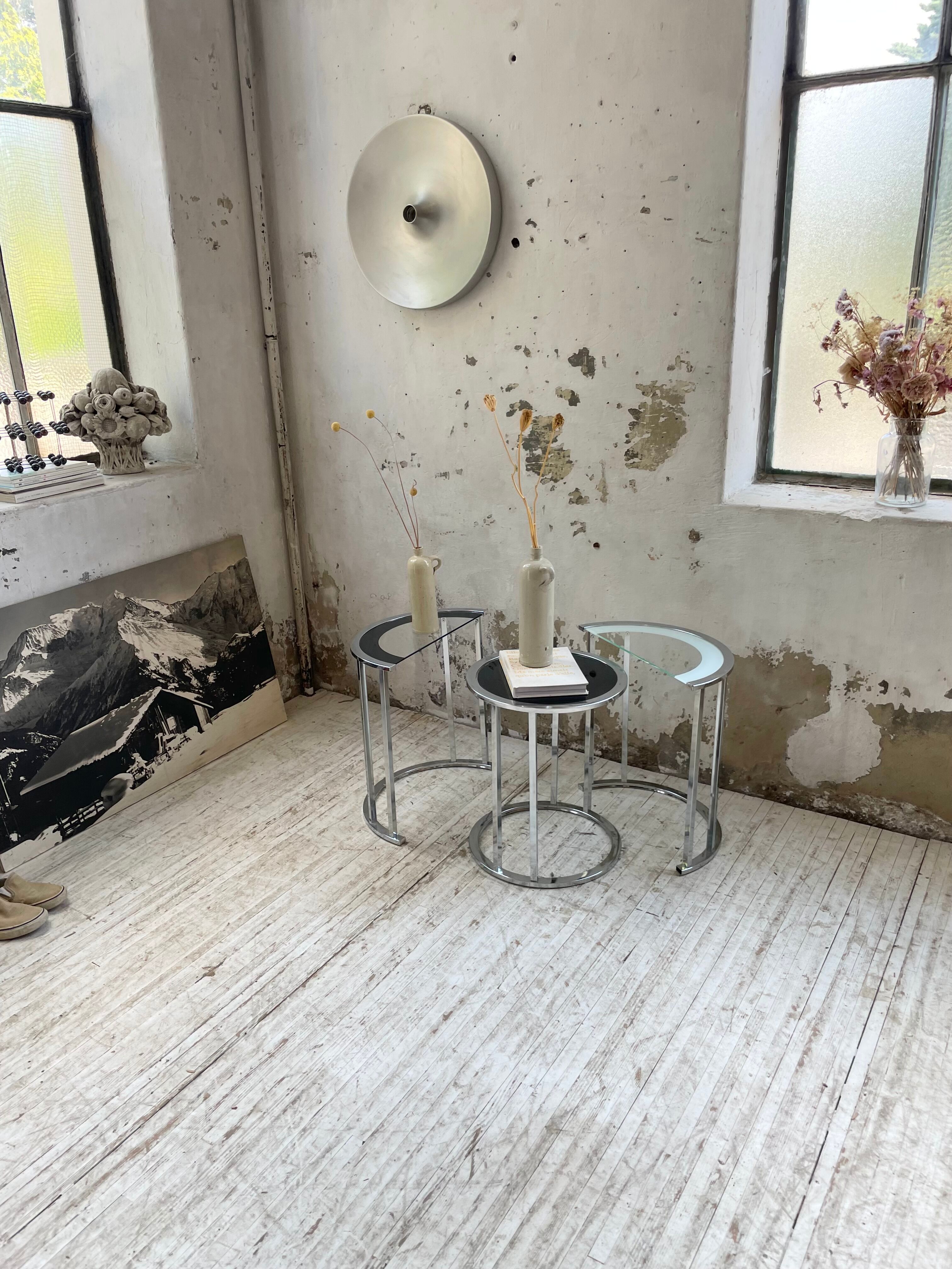 Trio of 70s chrome consoles