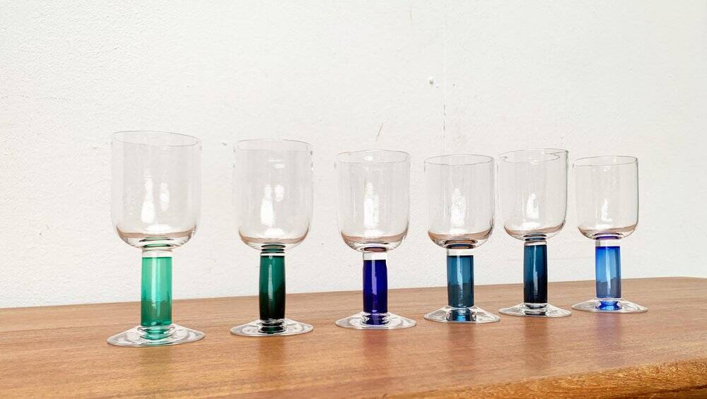 German wine glasses by Regina Kaufmann for Glashagen Hütte, set of 6.