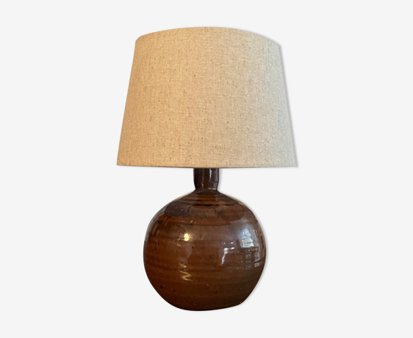 Lampe boule céramique émaillée signée vintage