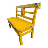 Yellow wooden school bench, 1960s