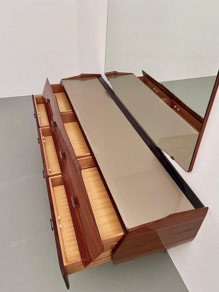 Wooden credenza with mirror Vittorio Dassi Italy 1960