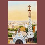 BARCELONA CUADRO VISTA DESDE EL PARQUE GUELL.