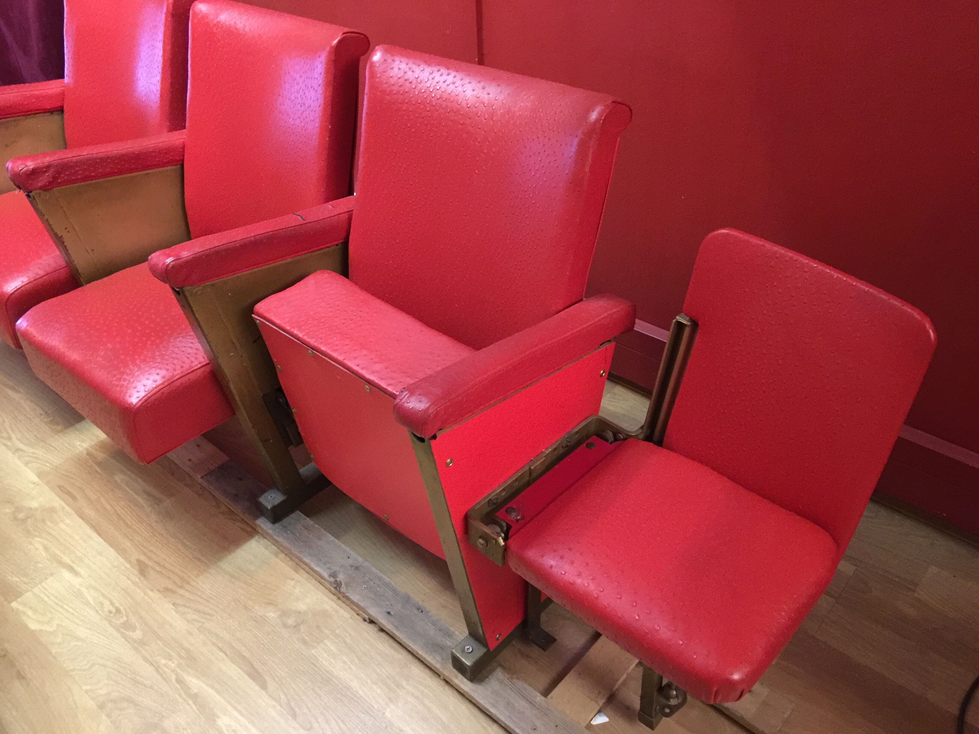 Chairs cinema years 50-60 imitation leather 3 Chair and a folding seat