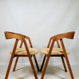 Oak wood Dining Chairs Yellow Vintage Upholstery, personalize option, HoReCa spaces