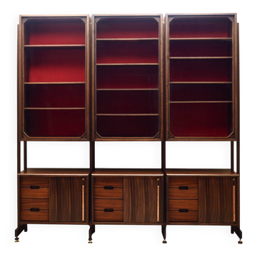 Rosewood modular shelving unit, Italian design, 1960s, production: Italy