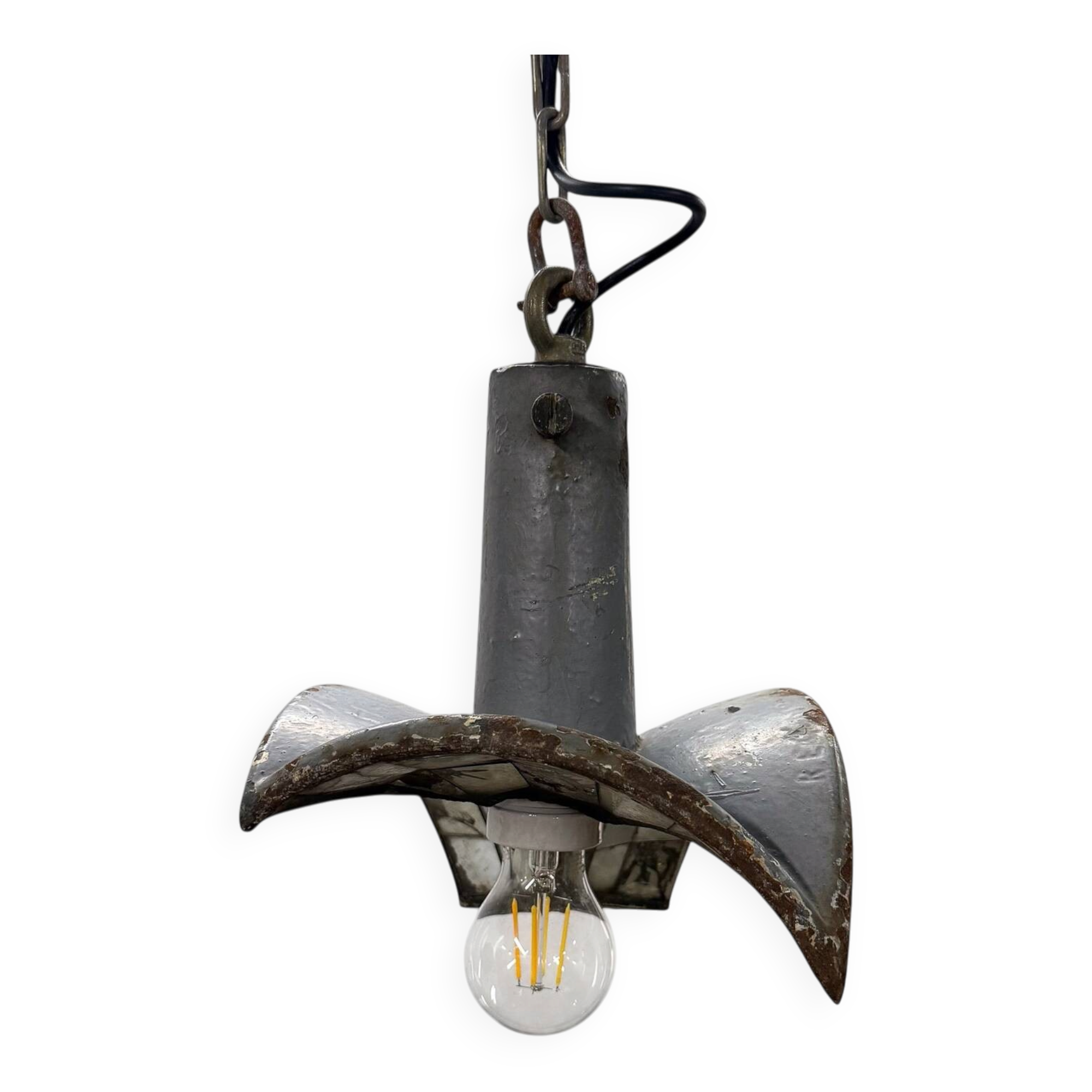 Nr. 2 Vintage industrial mirrored pendant light by Esla