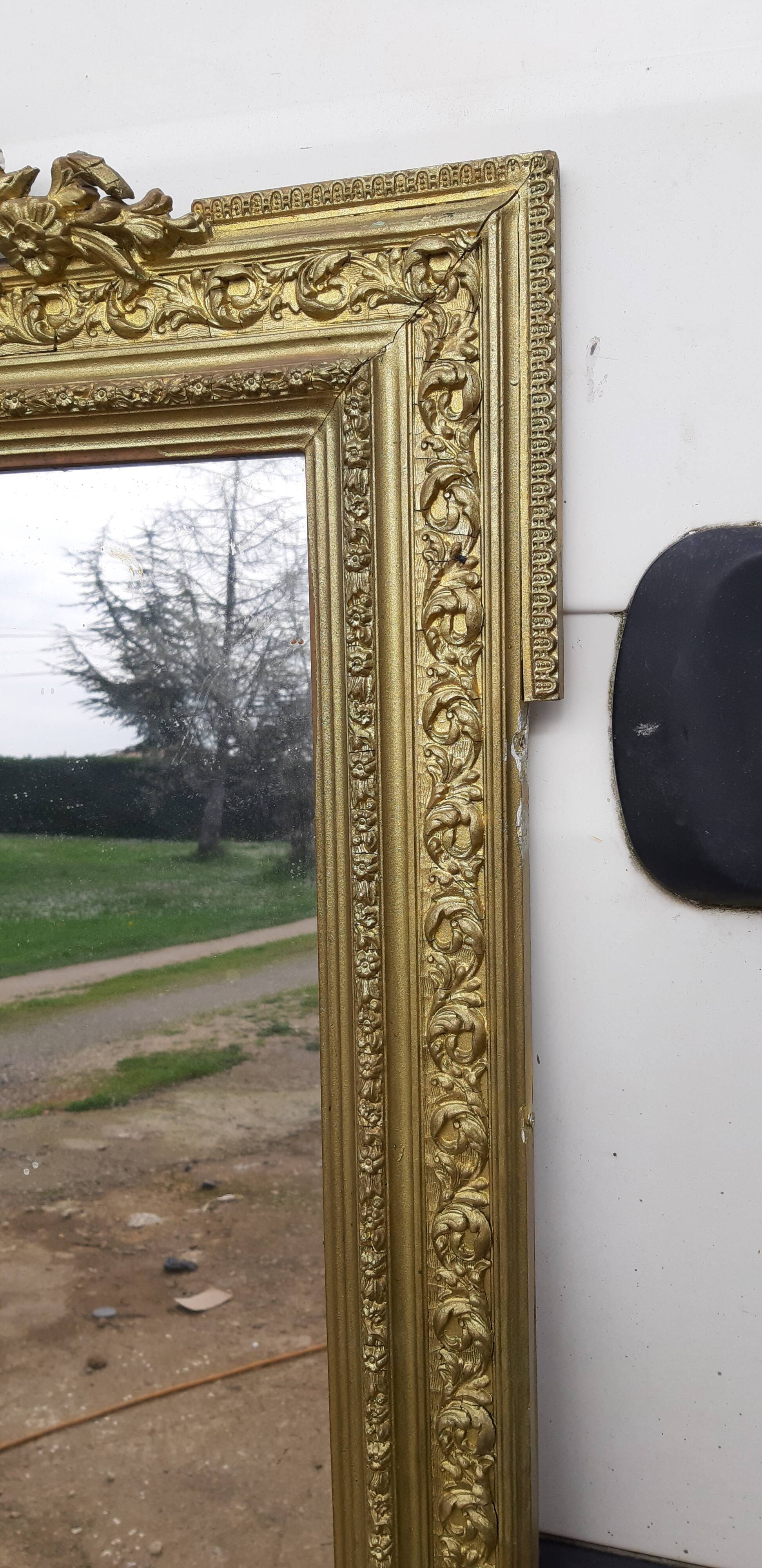 Mirror 19 th wood and golden stuc 156x87cm