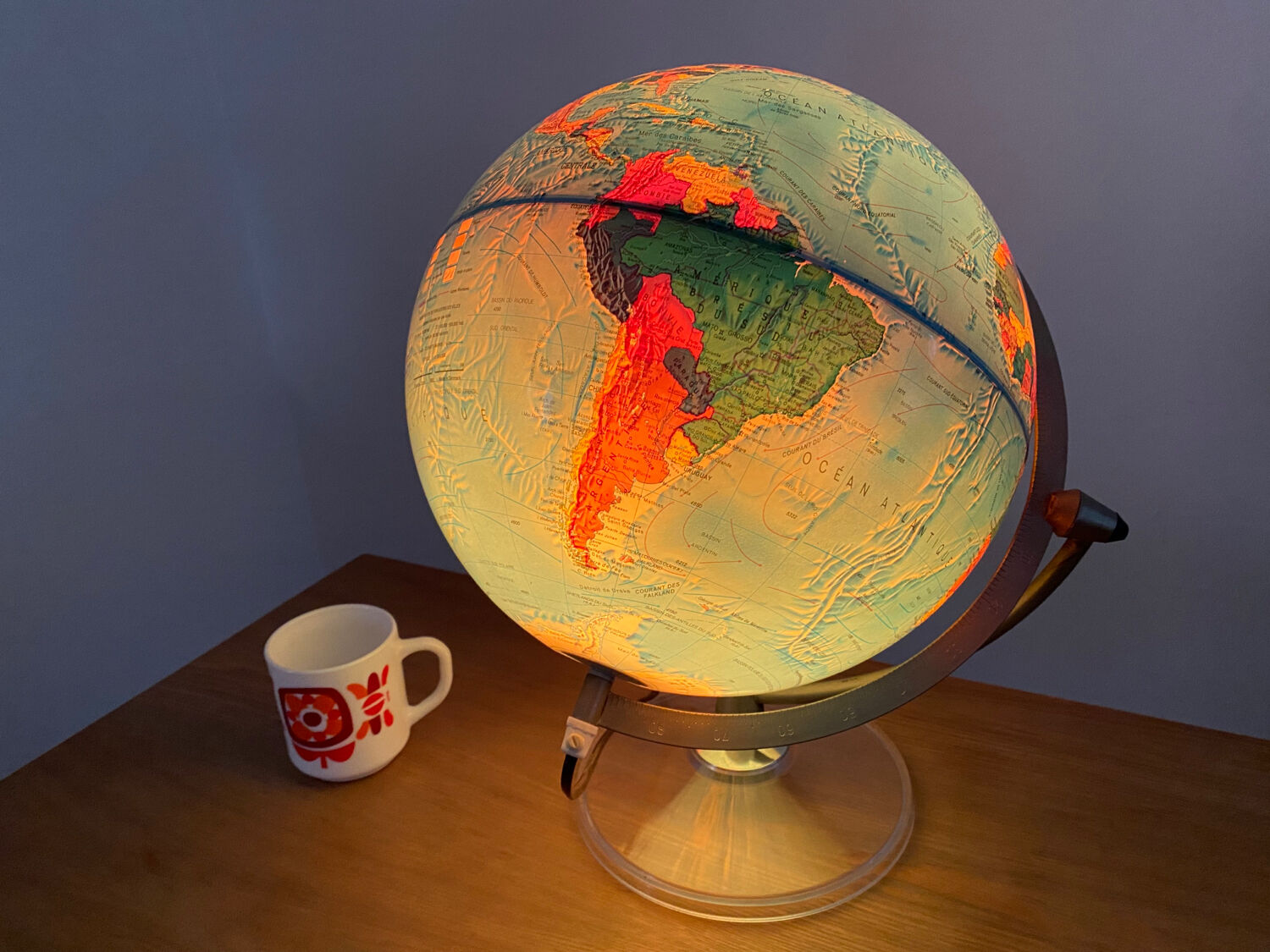 World map lamp Scan-globe Denmark vintage 1972 swivel & tiltable