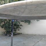 Carrara marble and chrome dining table, vintage Italy, 70s style