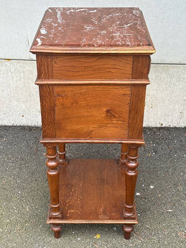 Table de chevet en bois et marbre rouge