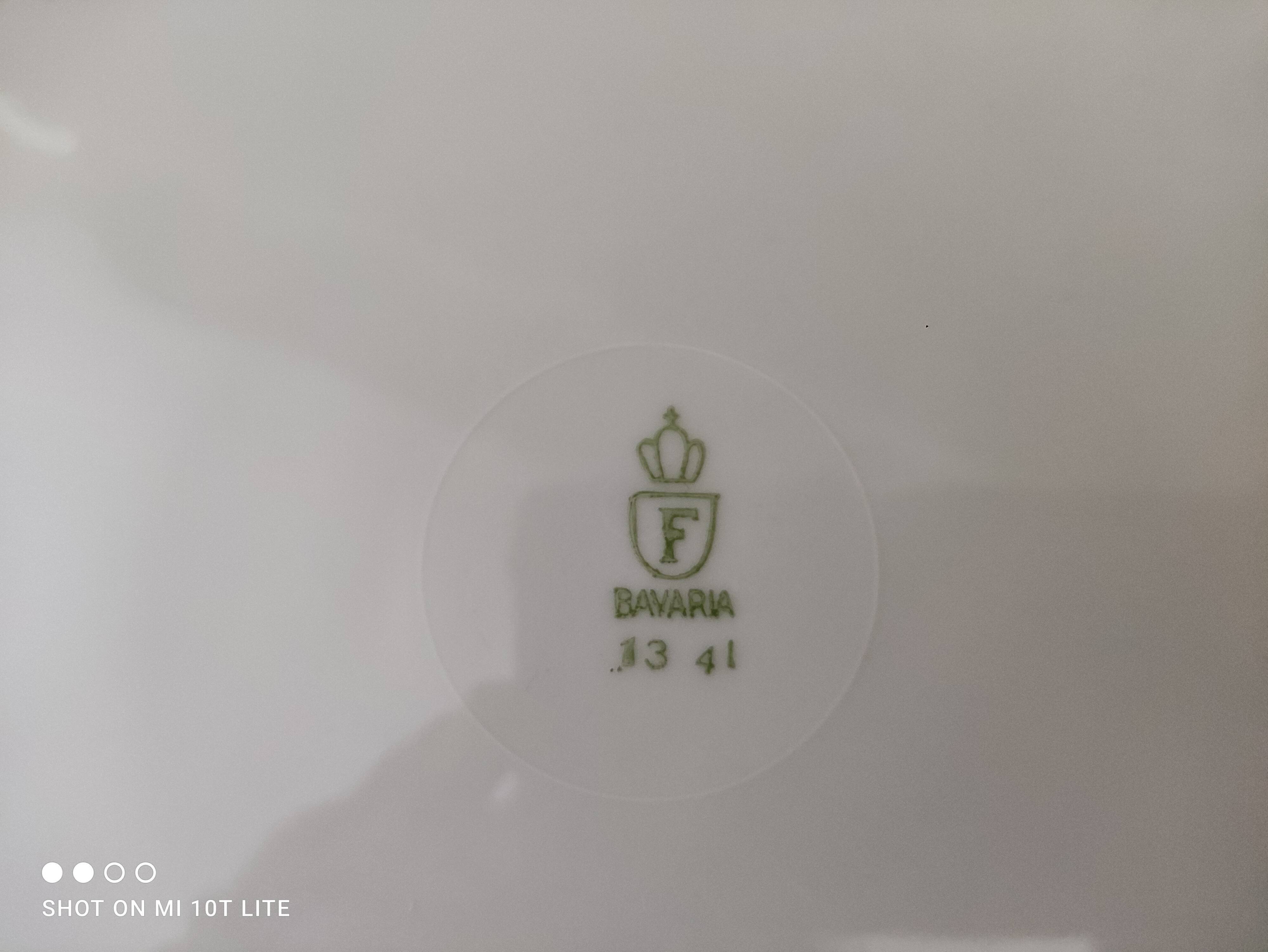 Dessert service 6 people 7 pieces porcelain Bavaria white decoration roses field flowers