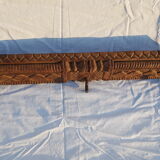 Hook 3 hooks in carved teak from Kerala