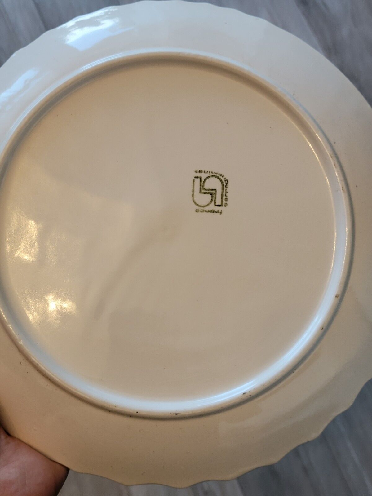 6 flat plates fish décor in slurry Sarreguemines vintage