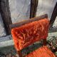 Pair of 1960 1970 chairs in wood and fur / vintage seat signed TAB