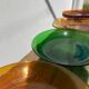 Set of 7 dishes in brown and green vintage glass