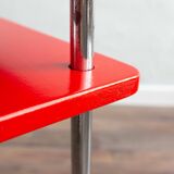 Functionalist Chrome Red Side Table Made In Czechoslovakia, 1930s