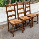 2 or 3 solid wood straw chairs, farmhouse style