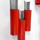 Set of 10 mid-century red and chrome wall lamps by Stilnovo, Italy 1970s
