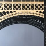 Original silkscreen print by Alberto Bali, Paris Eiffel Tower (print in grey), 1985