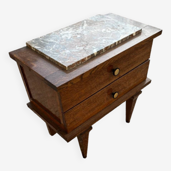 Vintage marble and oak bedside table 1950