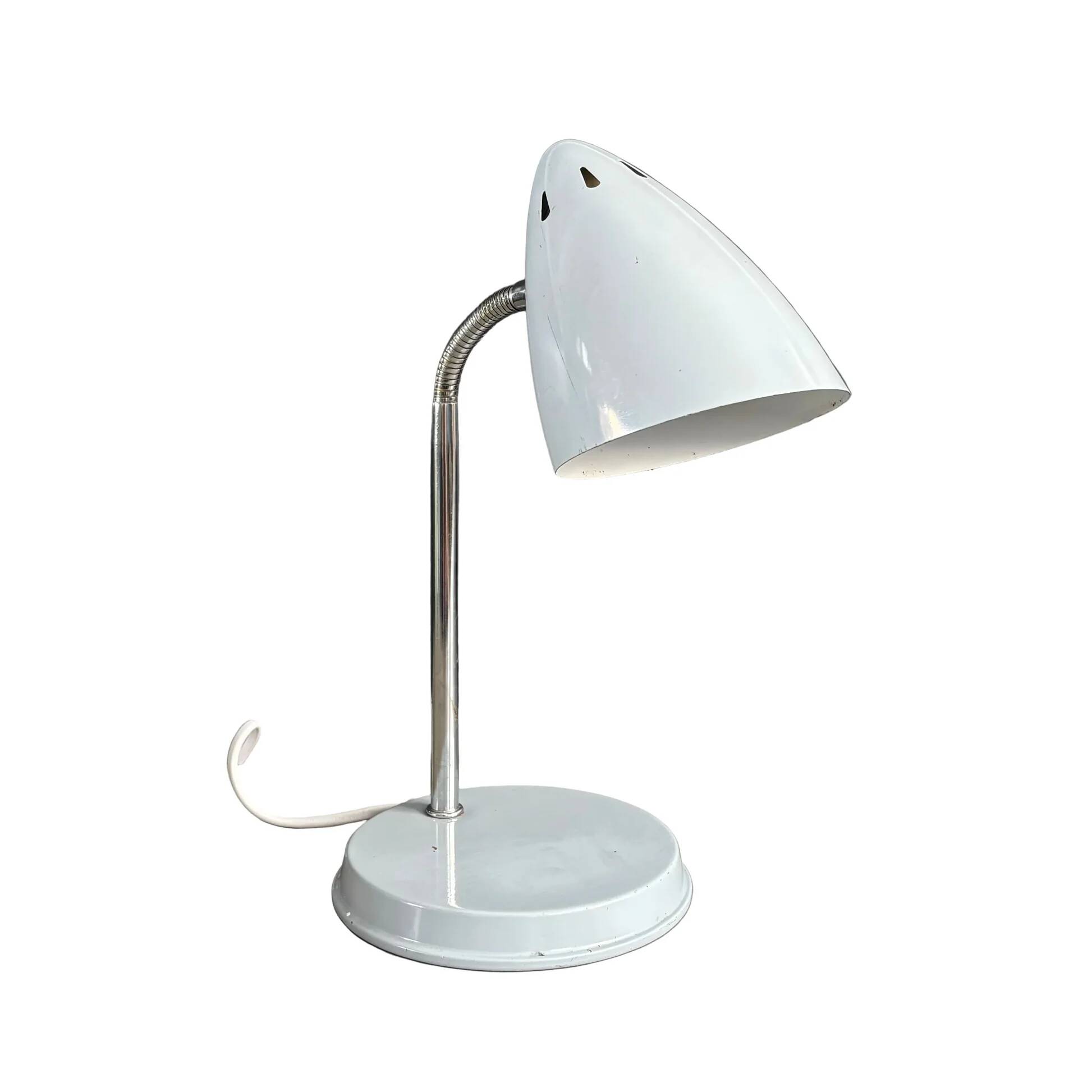 Vintage desk lamp Kompernass adjustable in pearl grey lacquered metal.
