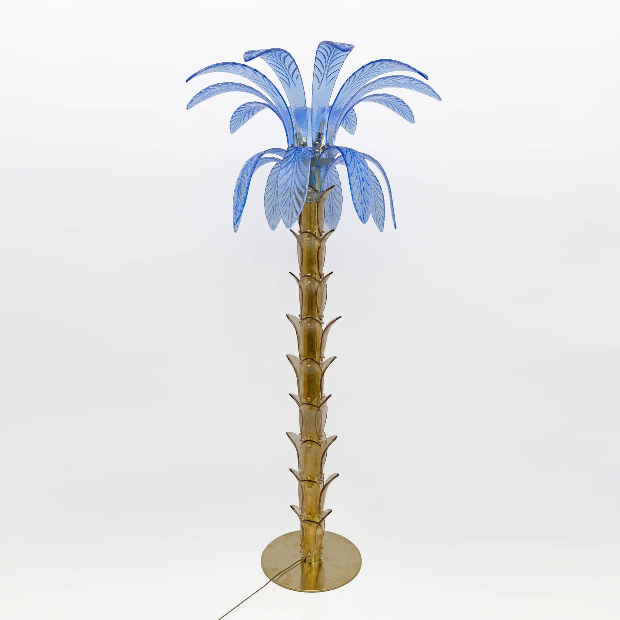 Lampadaire palmier en verre de Murano et laiton, style moderne du milieu du siècle