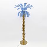 Mid-Century Modern Murano Glass and Brass Palm Tree Floor Lamp
