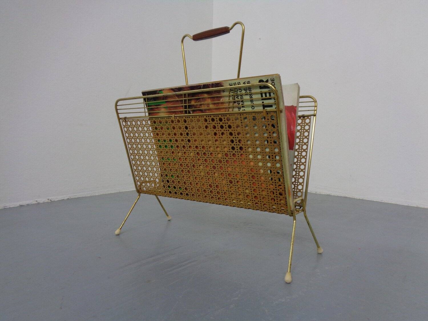 French metal magazine rack, 1960s