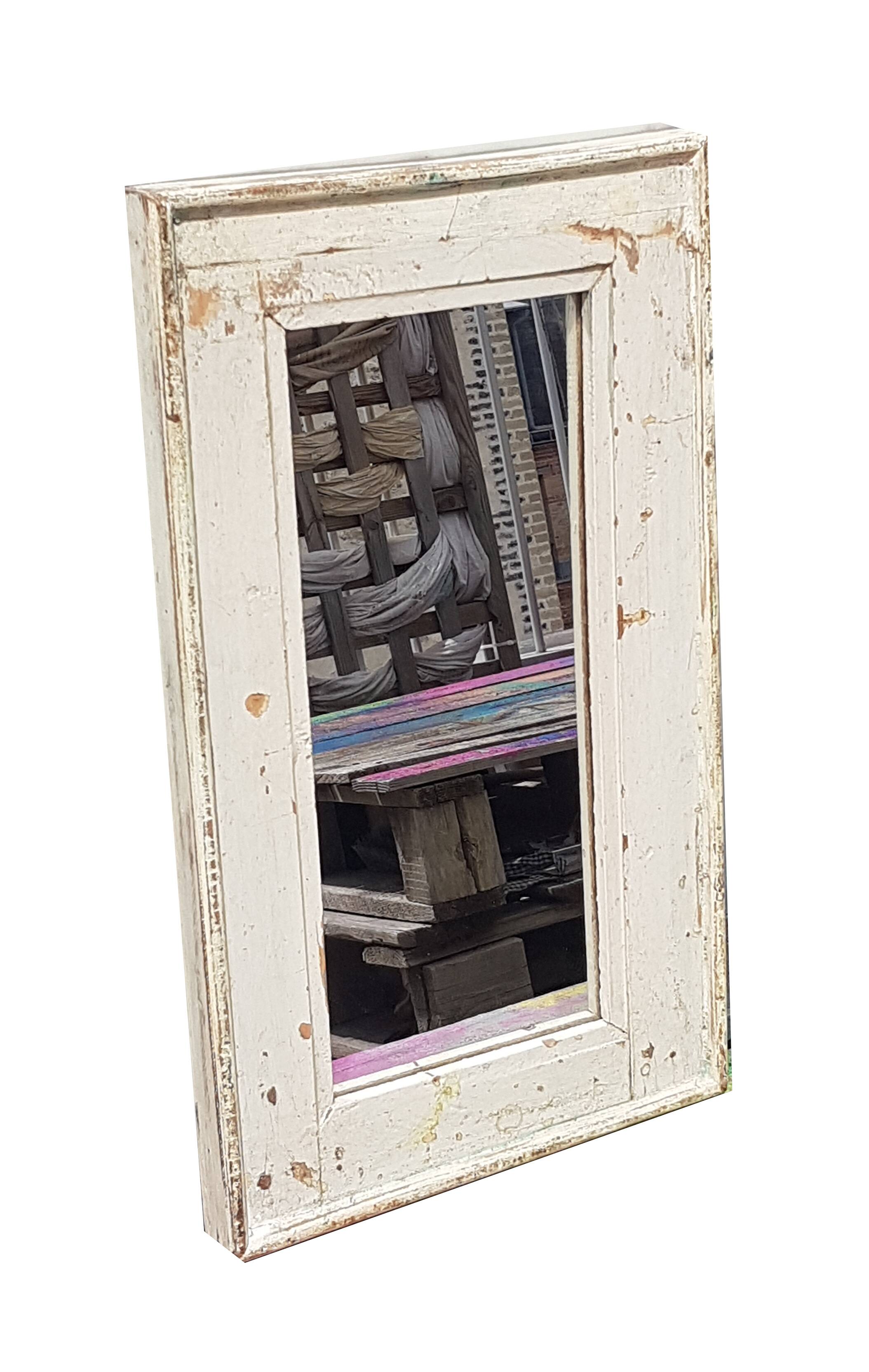 Indian Mirror Old Patinated Teak Wood to Fix
