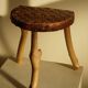 Modern Danish handmade organic wood tripod stool Wabi Sabi, 1960s